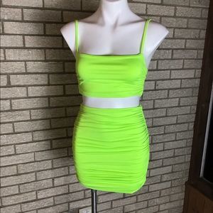 Lime green 2 pc skirt set size small.